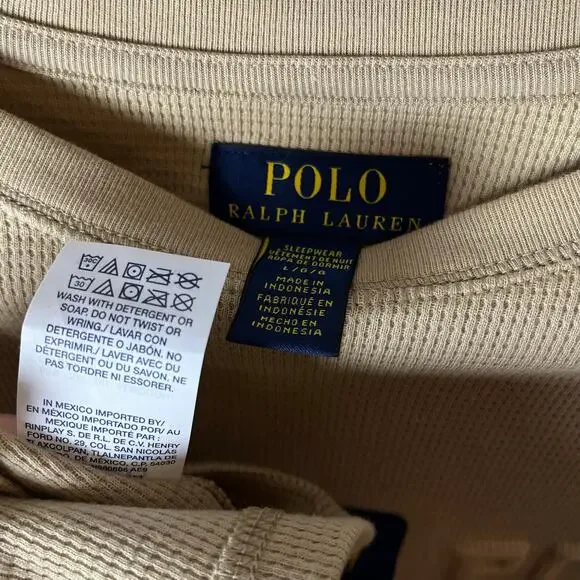 •NWT• POLO Ralph Lauren Tan long sleeve sleepwear in Large - Picture 3 of 12